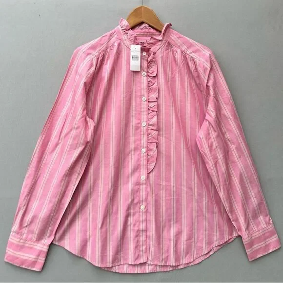 🎉5 for $45 🎉 NWT Ann Taylor Top Blouss Shirt Size L Pink - Picture 2 of 11